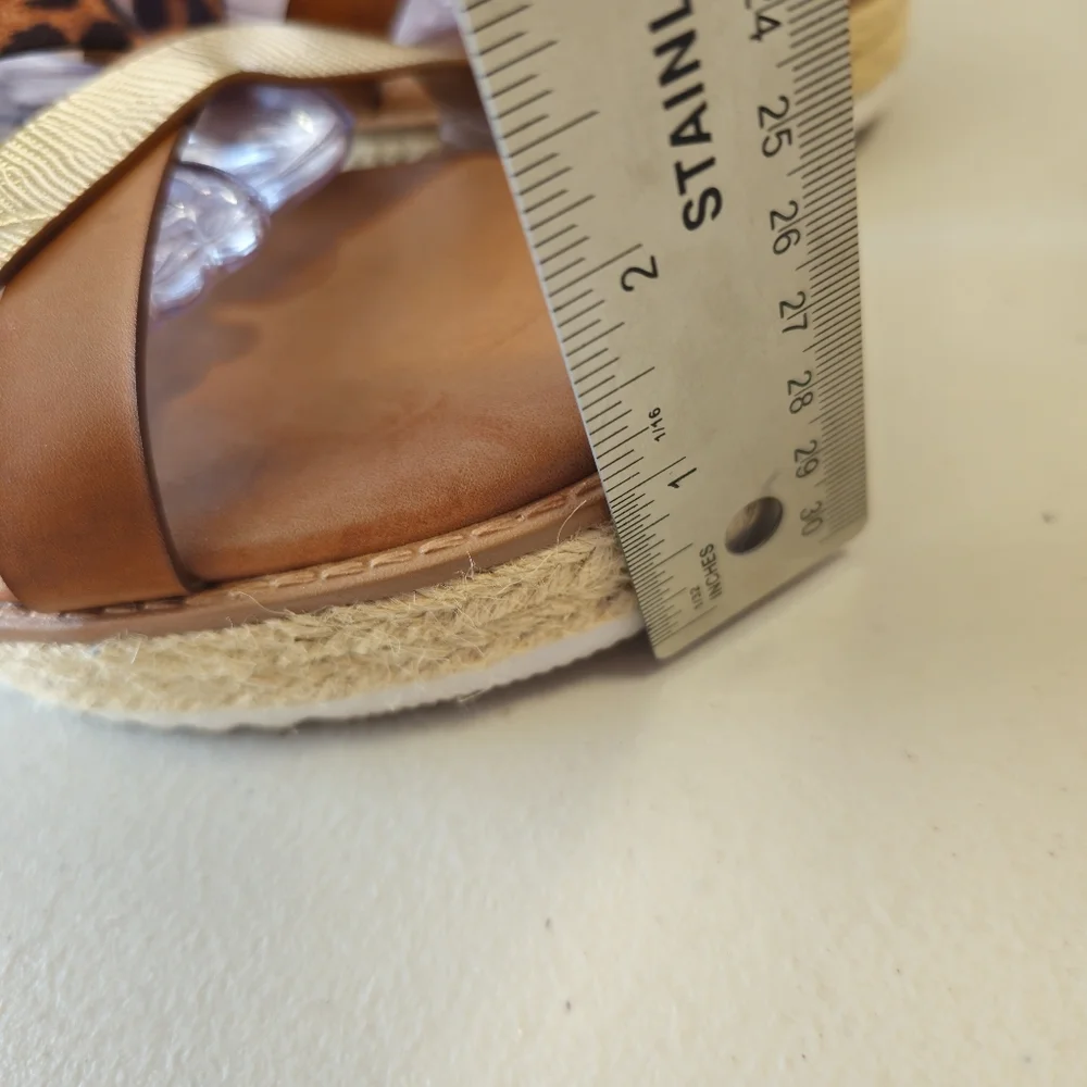 NINE WEST Calico Espadrille Sandals Womens Size 11  Leopard Multi Platforms NEW